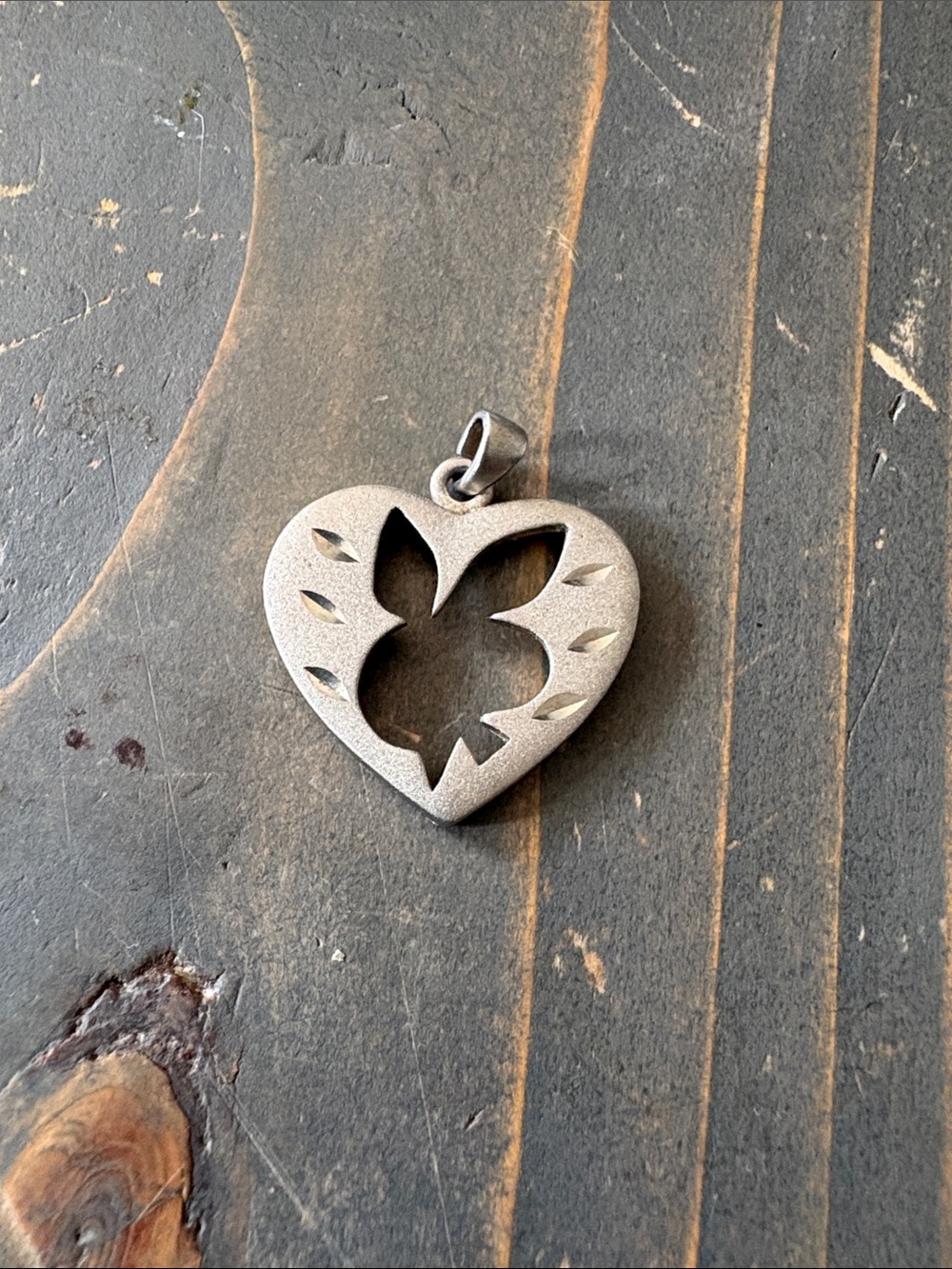 .800 Sterling Silver Heart/playboy Pendant withMotif! Rare/vintage